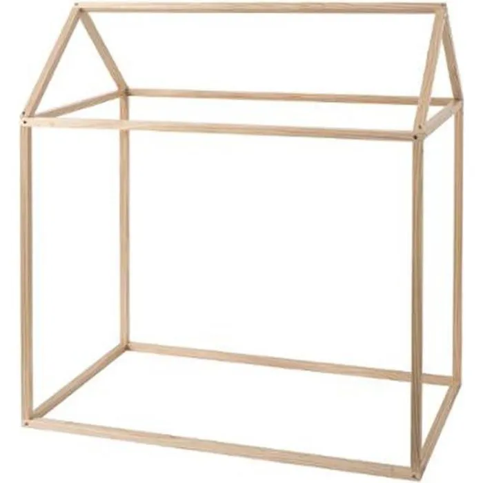 Lit cabane contemporain en pin massif coloris naturel - Dim : L 115 x l 66 x H 126 cm-0