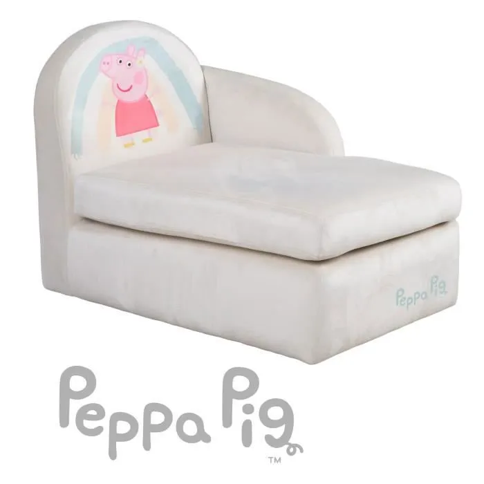 ROBA Canapé Bébé en Velours Peppa Pig - Assise Confortable avec Accoudoir Latéral et Dossier - Beige / Motif Truie-2