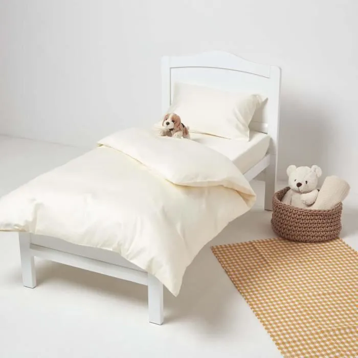 Taies d'oreiller enfant 40 x 60 cm en coton égyptien Bio 400 fils Crème, Lot de 2-3