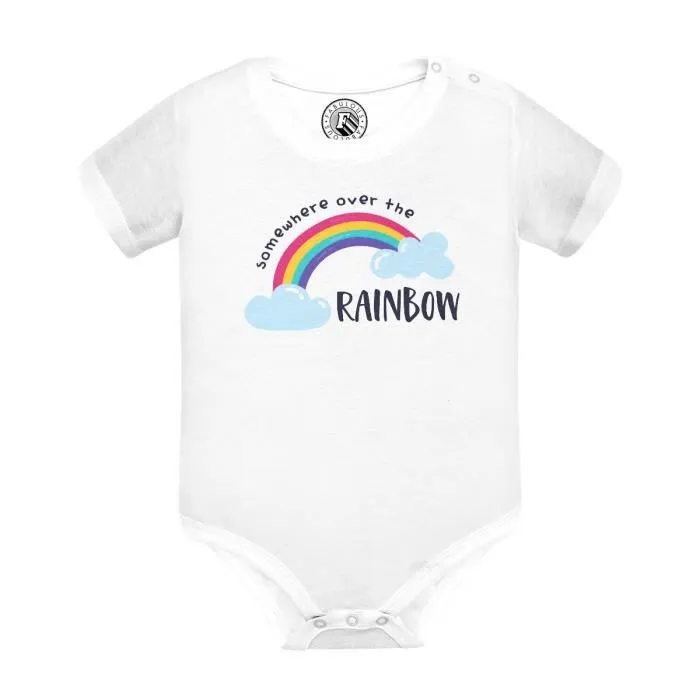 Body Bébé Manche Courte Blanc Somewhere Over the Rainbow Musique Chanson Arc en Ciel-0