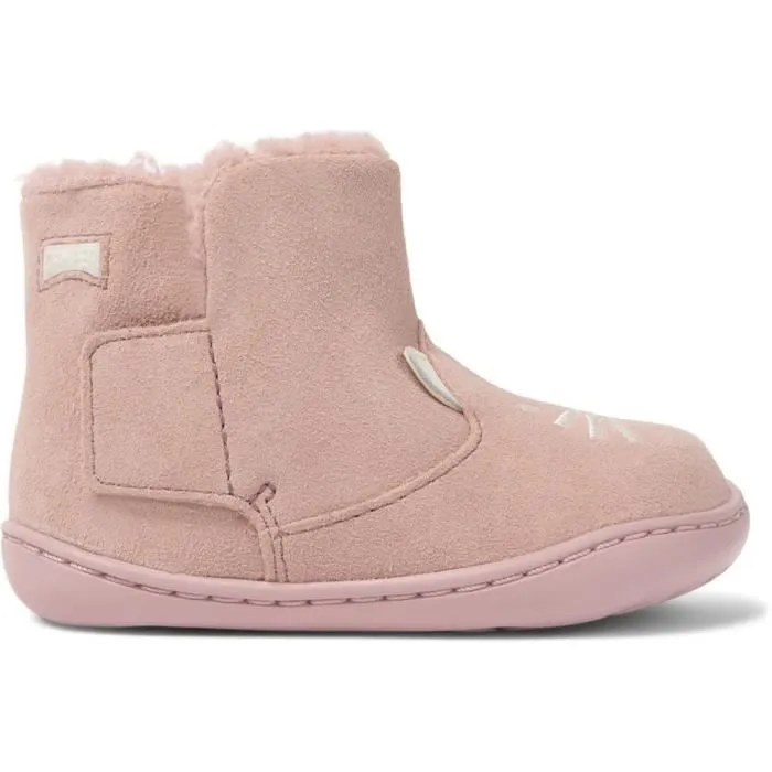 Bottines bébé fille - Camper - Peu Cami - Nubuck rose - Semelle 100% caoutchouc recyclé-0