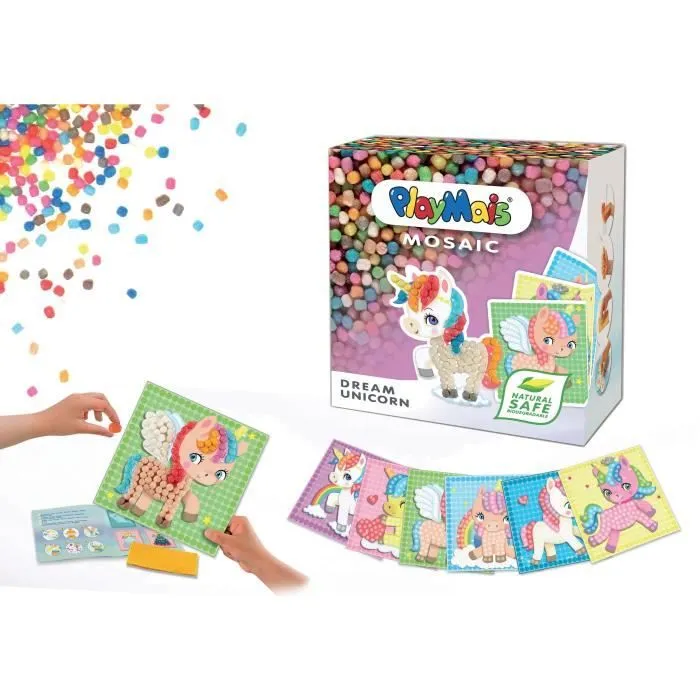 PLAYMAIS Mosaïque licorne - Marque PLAYMAIS - Stimule la créativité et développe l’agilité - 100% biodégradable-5
