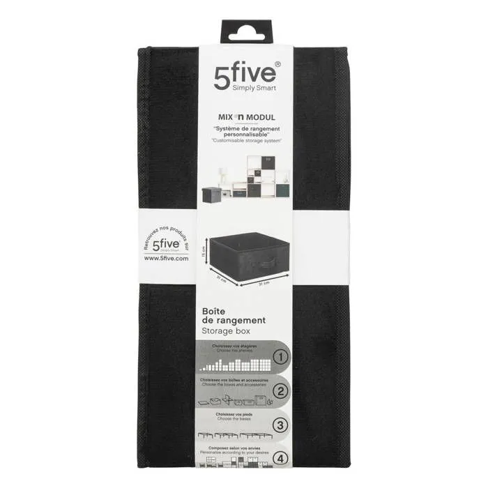 Boîte de Rangement Velours "Mix N Modul" 31x31cm Noir-0