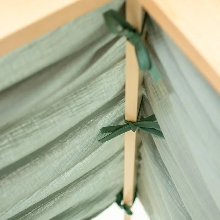 Ciel de Lit Cabane en gaze de coton SOLO Vert de gris 130x360 cm-2