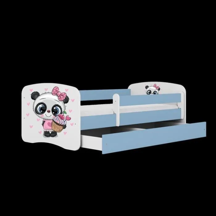 Lit bébé panda bleu sans tiroir, sans matelas 140/70 - Kocot Kids-3