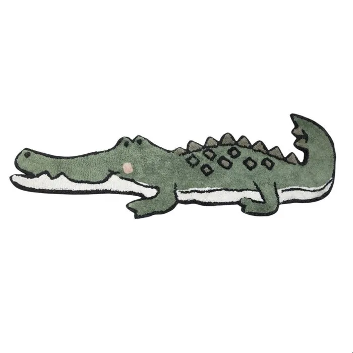 Tapis crocodile en coton tufté Vert 130x46 cm-0