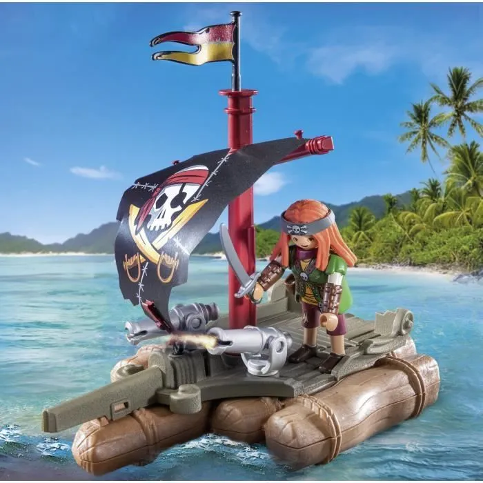 PLAYMOBIL 71794 Pirate avec radeau flottant, canons et trésor, Les pirates, 41 pièces, Dès 4 ans-3