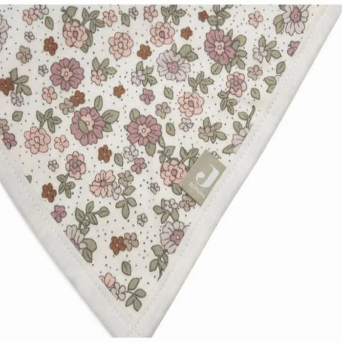 Bavoir Bandana Fleurs Retro - JOLLEIN - Mixte - 100% coton-jersey - Blanc, rose et vert-3