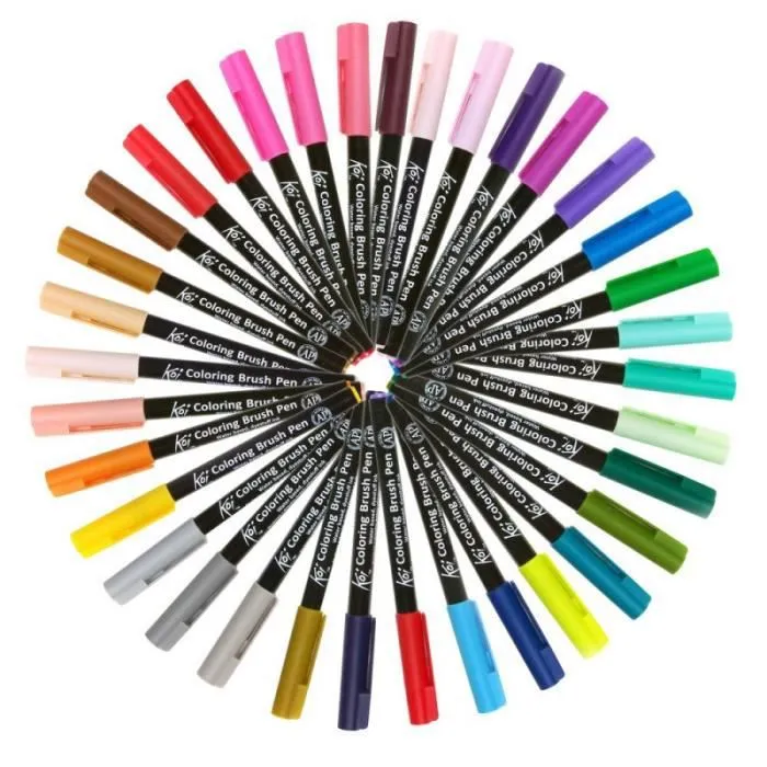 Feutres pinceau - SAKURA - KOI - Set de 6 - Pointe souple - Couleurs vives-2