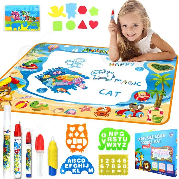 INN Tapis dessin eau 100x70cm tapis dessin enfant tapis magique dessin eau livré avec divers accessoires cadeaux éducatifs pour enfa-0