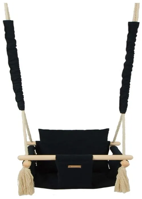 Balançoire bascule confortable pour enfants en bois coton terrasse jardin maison 1-5
