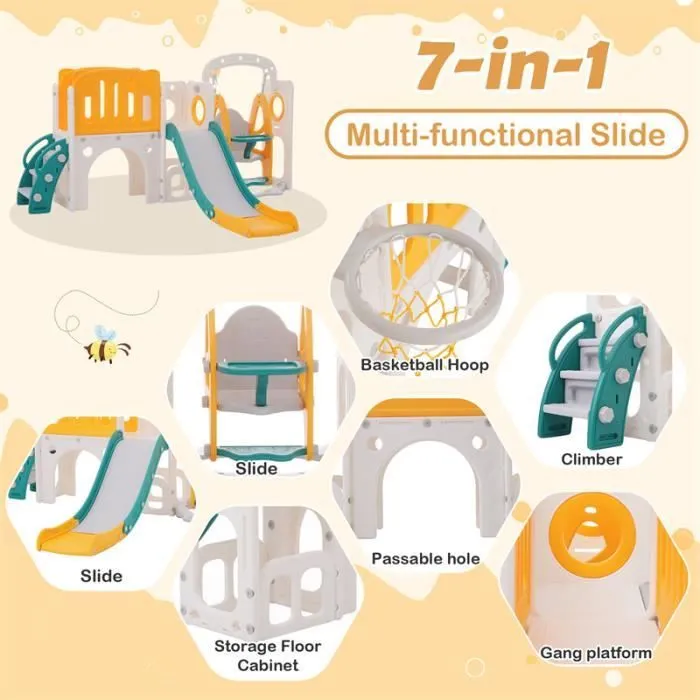 Toboggan 7 en 1 - Cub Kids - Vert et Jaune - PEHD - Pour enfants à partir de 3 ans - Extérieur-2
