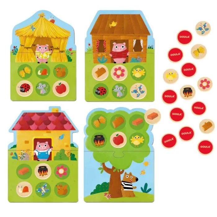 Jeu éducatif - GOULA - Memo et loto les 3 petits cochons - Enfant - Intérieur - Mixte-1