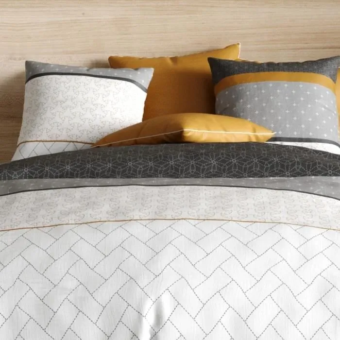Housse de couette 220x240 cm + 2 taies d'oreiller 63x63 cm 100% Coton 57 fils Corki-1
