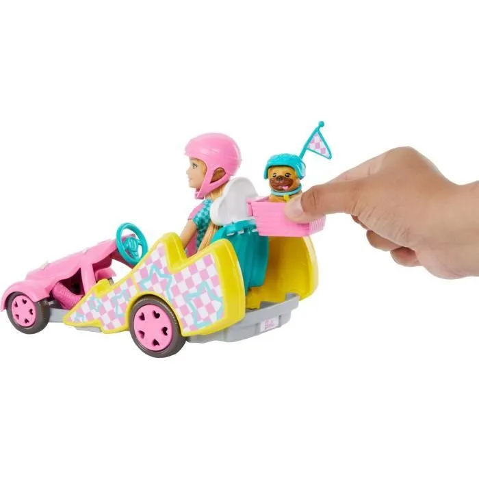 Coffret Poupée Stacie - Barbie - Voiture de Kart - Chiens - Accessoires - Autocollants-2