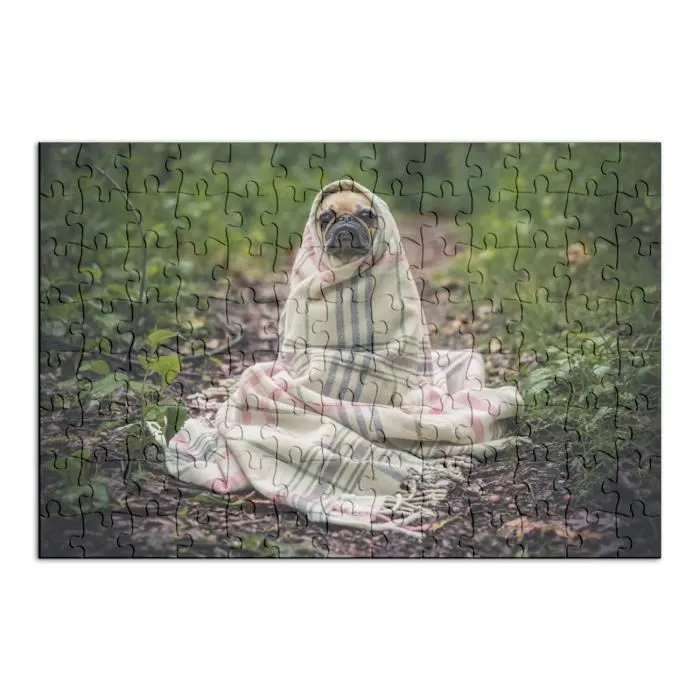 Puzzle Classique 100 pièces Carlin Pug Petit Chien Couverture Nature Photo Mignon - FABULOUS - Adulte - Mixte-1