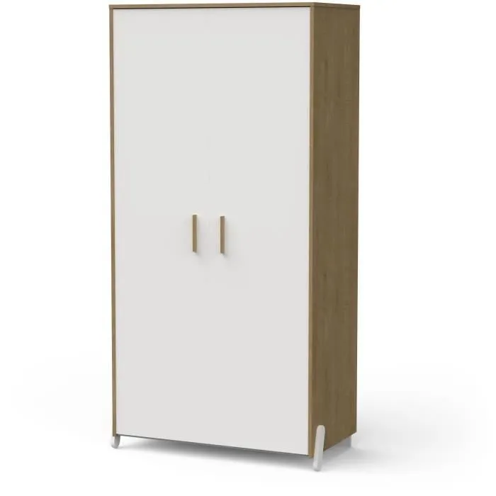 Armoire 2 portes - NAILI - Hamilton / Blanc mat - 89,1 x 50 x 183 cm - DEMEYERE-3