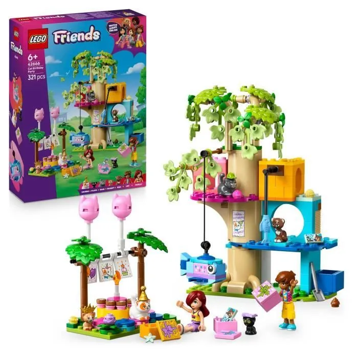 LEGO Friends 42666 La Fête d’Anniversaire et l’Arbre à Chats - Jeu pour Fille dès 6 Ans-0
