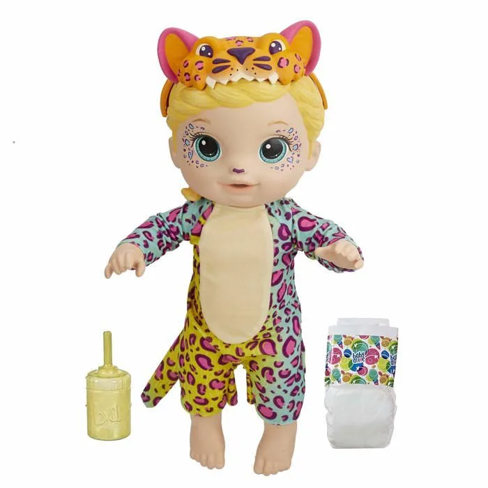 Baby alive - F1231 - , poupee Felins arc-en-ciel, leopard, boit et fait pipi, cheveux blonds, des 3 ans (exclusivite Amazon)-1
