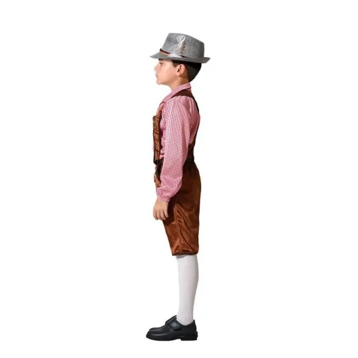 Déguisement allemand à rayures marron - ATOSA - Garçon 5-6 ans - Chemise, bretelles, short - Multicolor-3