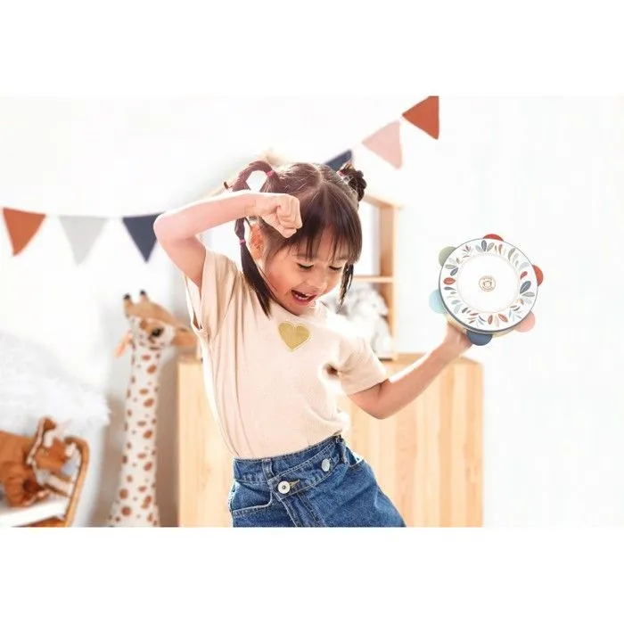 Tambourin - SPEEDY MONKEY - Jouet musical - Pour enfant - Peau décorée - 6 paires de grelots-1