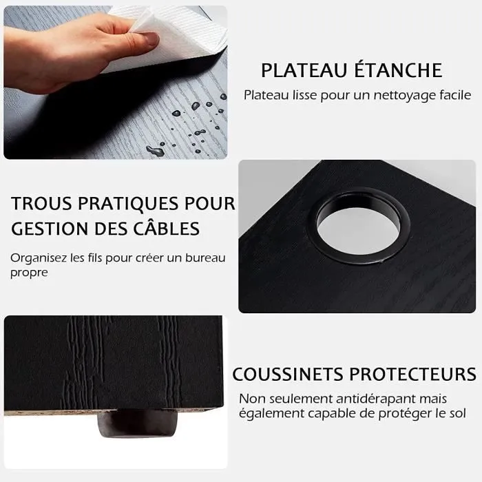 COSTWAY Bureau d'Angle en Forme de L - L 130 x P 130 x H 72,5 CM - Étagères - Panneaux de Particules - Contemporain - Noir-2