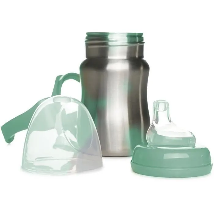 Tasse d'apprentissage - THERMOBABY - Inox - 180 ml - Vert Cactus - Ergonomique et anti-fuites-5