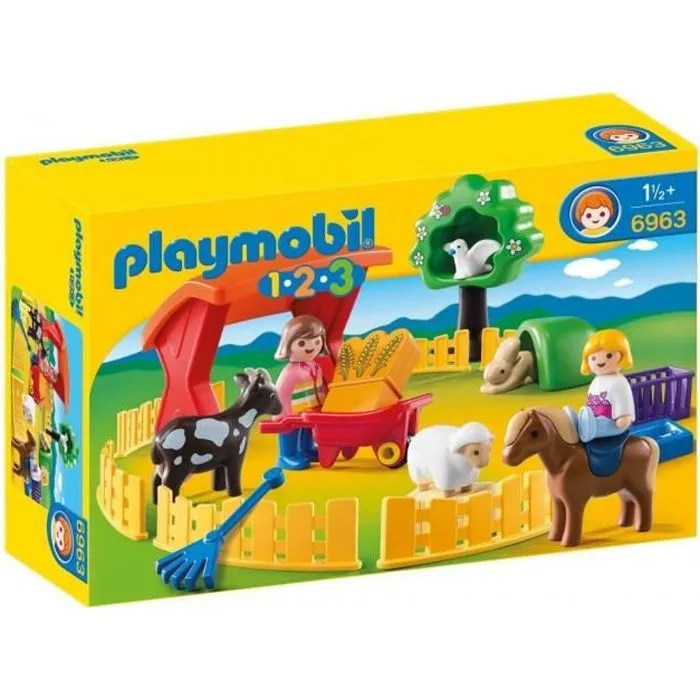 PLAYMOBIL 1.2.3. - 6963 - Parc animalier pour enfants de 18 mois et plus-0