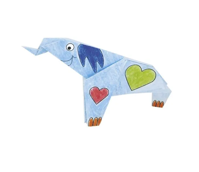 Kit Origami - Fridolin - Eléphant - 20 Feuilles - 15x15 cm - À colorier-2
