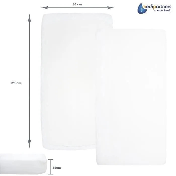 Drap Housse pour Bébé Medi Partners Excellent pour un lit bébé, enfant, 100% coton, protège matelas bébé, literie 60x120 cm, Blanc-2