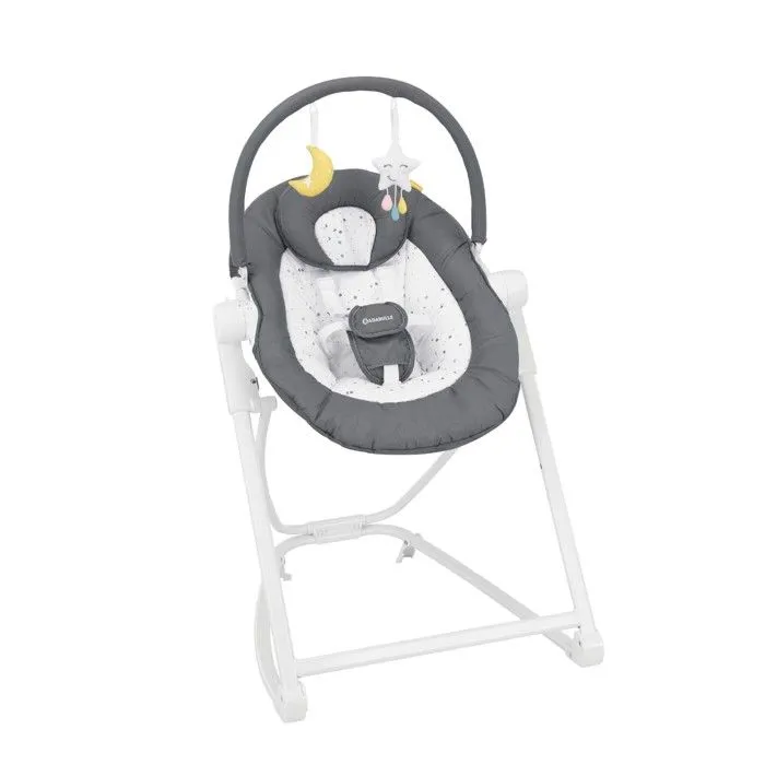Badabulle Transat en hauteur Compact'Up, Pliage Ultra Compact, Confortable, Multipositions, Dès la naissance, Moonlight-0