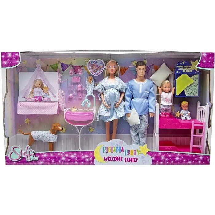 Poupée - Simba - Steffi Love Pigiama Party - 5 pièces - Coussins lumineux - Pour enfants à partir de 3 ans-0
