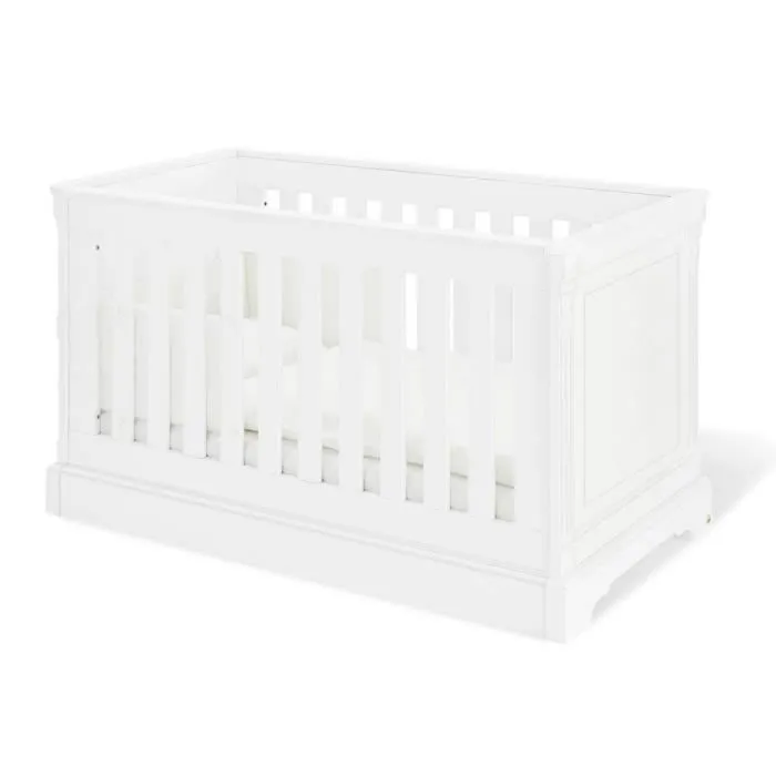 Lit bébé évolutif Pinolino Emilia - Blanc - 70x140 cm - Sommier réglable - Côtés de conversion inclus-0