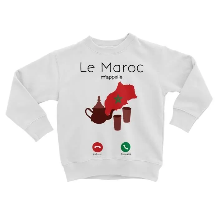 Sweatshirt Enfant Le Maroc M'Appelle Culture Drapeau Voyage-0