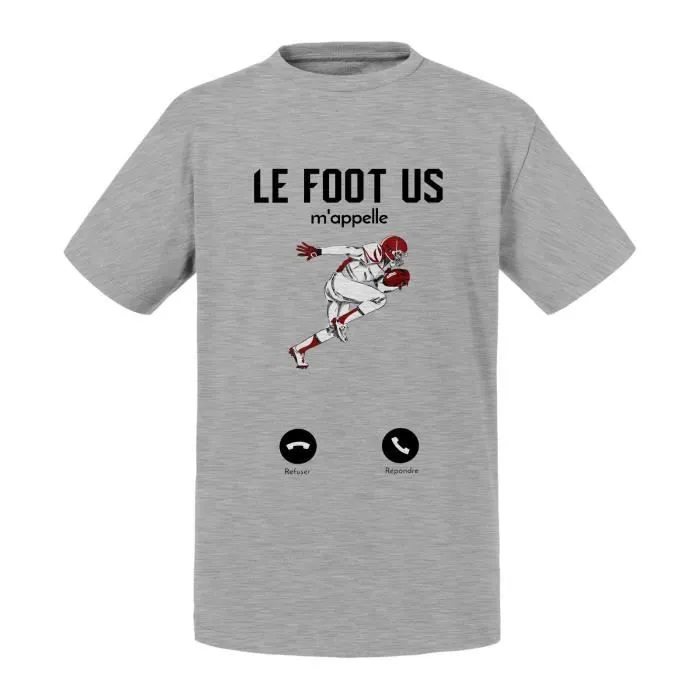 T-shirt Enfant Gris Le Football Américain M'Appelle Sport Loisir-0
