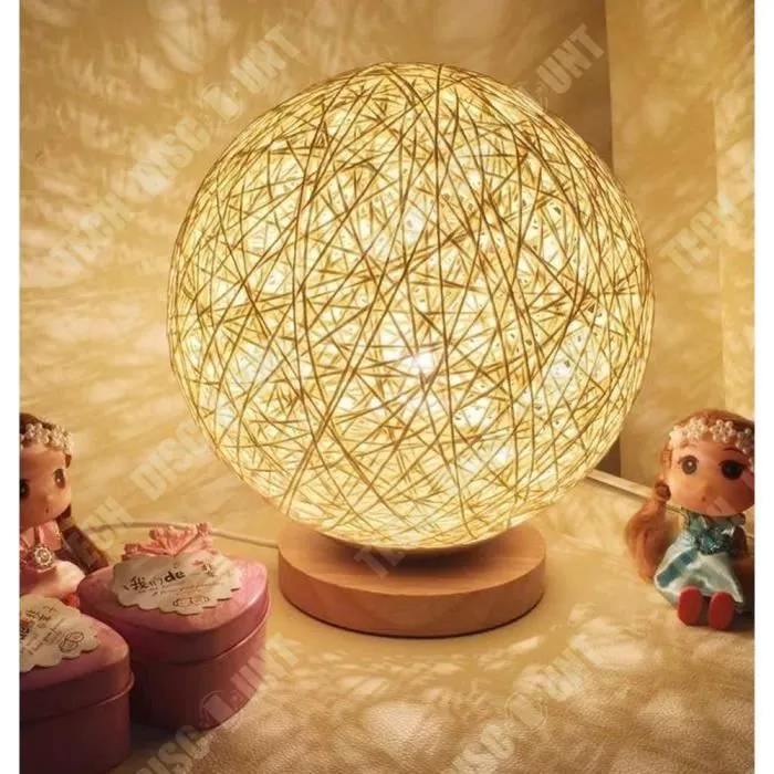 TD® Veilleuse de nuit décorative ficelle décoration intérieur tendance moderne tissage en fil chambre d'enfant bureau salon original-2
