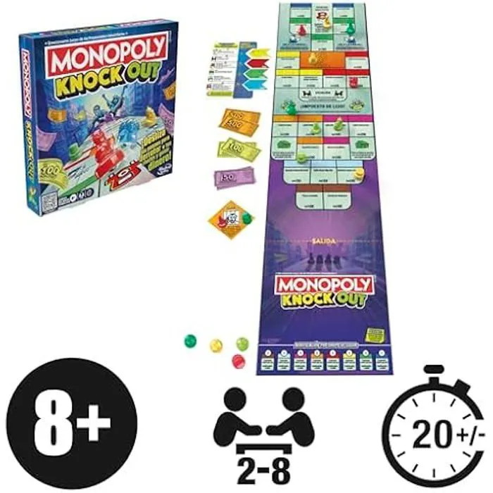 Monopoly Knockout - Jeu de société familial pour fêtes-1
