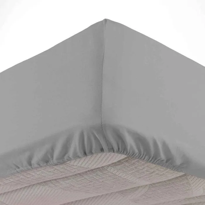 Drap Housse en Coton "Biolina" 140x190cm Gris-0