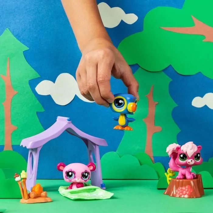 Pack à thème 3 Pets - BANDAI - Littlest Pet Shop Camping - Animaux et accessoires-4