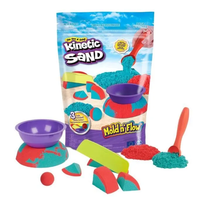 Sable cinétique Mold 'n Flow - SPIN MASTER - Jouet pour enfant - 2 couleurs + 3 accessoires-0