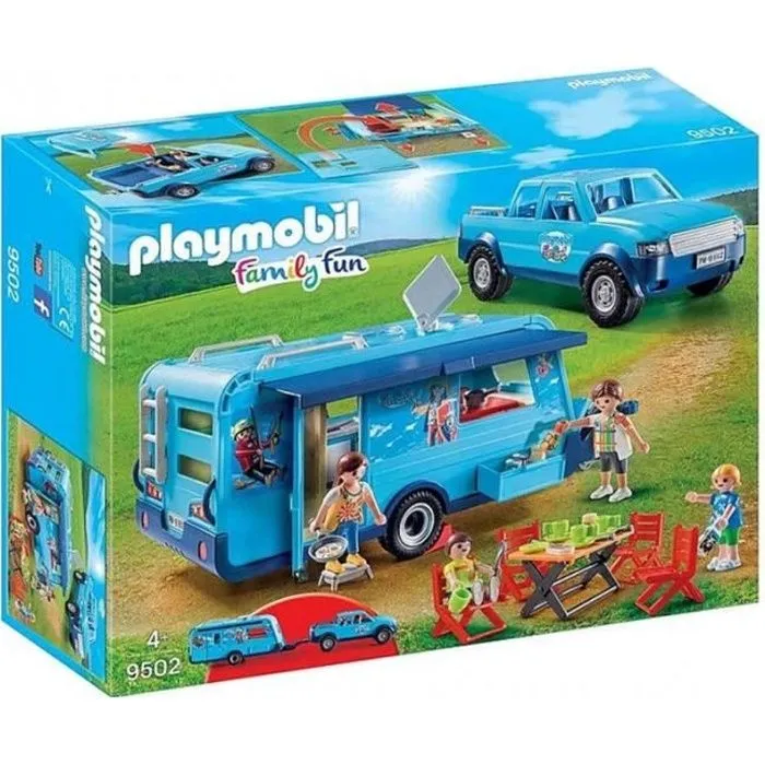 Jouets - PLAYMOBIL - 9502 - Famille avec Voiture - Caravane - Accessoires de Camping-0