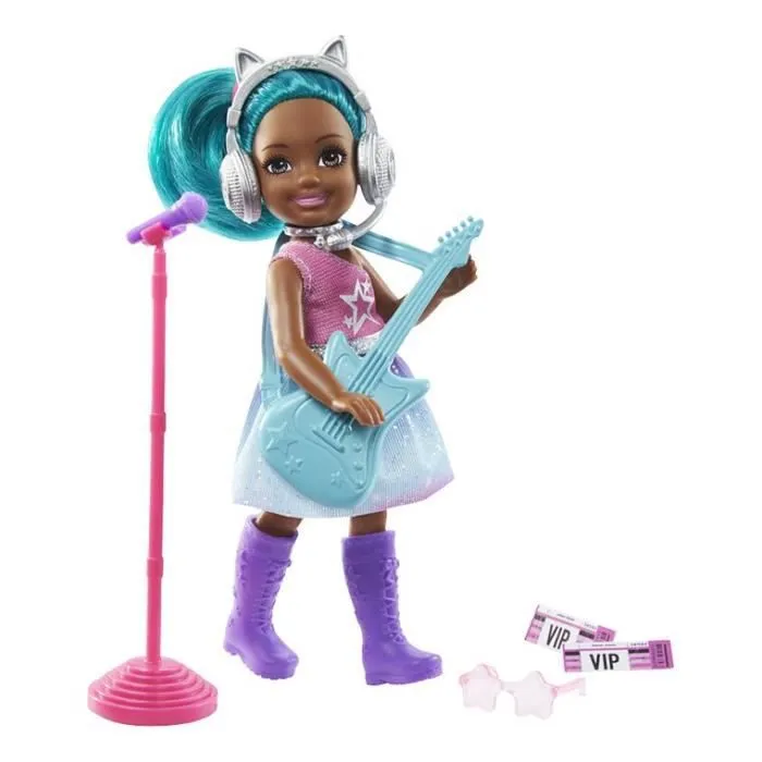 Coffret chanteuse - Barbie - Chelsea Métiers - Mini-poupée brune - Accessoires - Jouet enfant-1