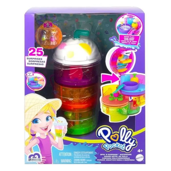 Polly Pocket - Coffret multifacettes Smoothie, 3 niveaux, 25 accessoires surprise, poupées Polly et Shani - Mini-poupée - Dès 4 ans-4