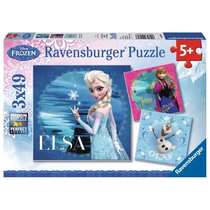 LA REINE DES NEIGES Puzzle 3x49 pcs Elsa, Anna et Olaf-1