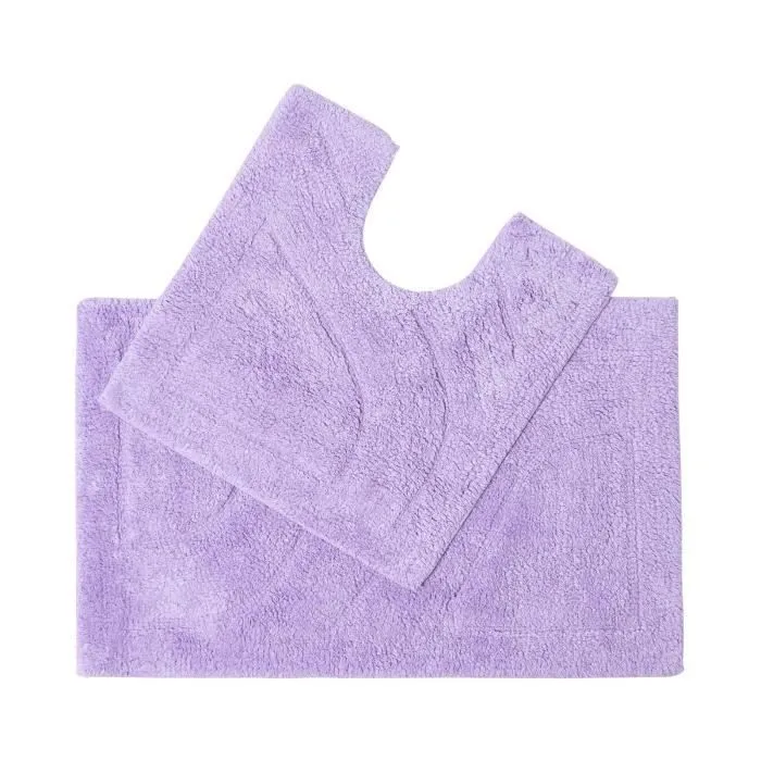 Tapis de bain pur Coton haut de gamme 2 pièces Lilas-0