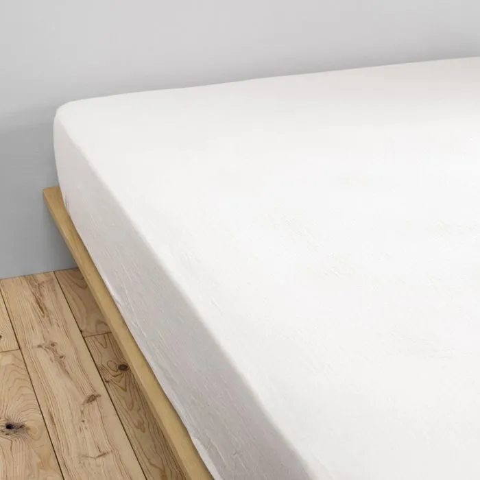 Drap housse luxe double gaze de coton 140 x 190 x 30 cm Nuit douce Blanc-0