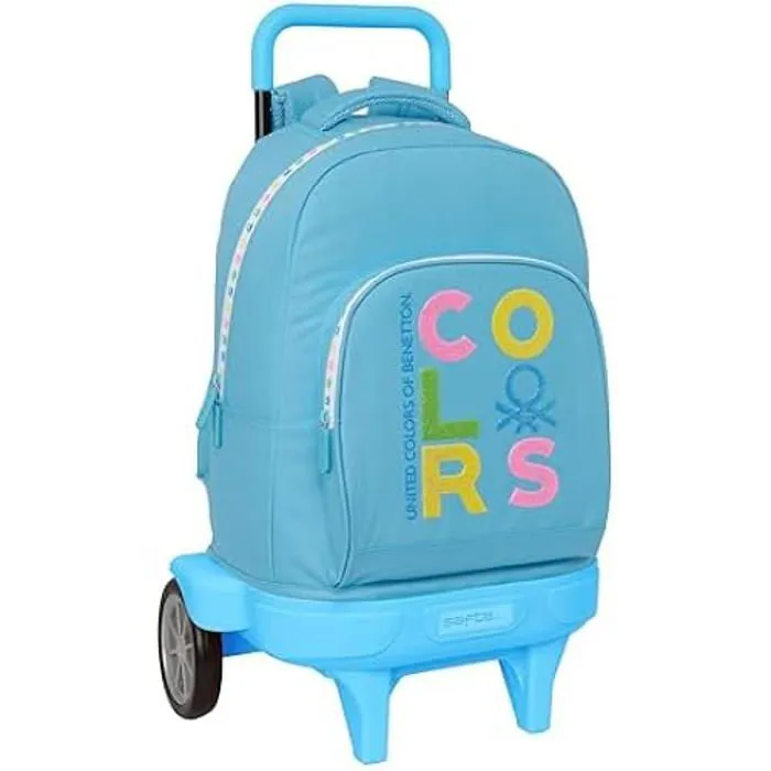 Sac à dos à roulettes Benetton Spring - Compact évolution - Amovible - Enfant - Bleu ciel-0