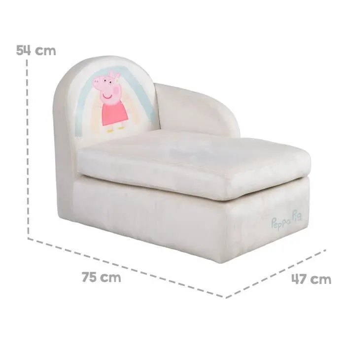 ROBA Canapé Bébé en Velours Peppa Pig - Assise Confortable avec Accoudoir Latéral et Dossier - Beige / Motif Truie-3