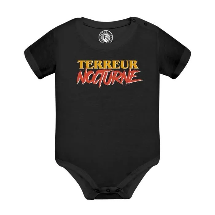 Body Bébé Manche Courte Noir Terreur Nocturne Halloween Blague Humour-0