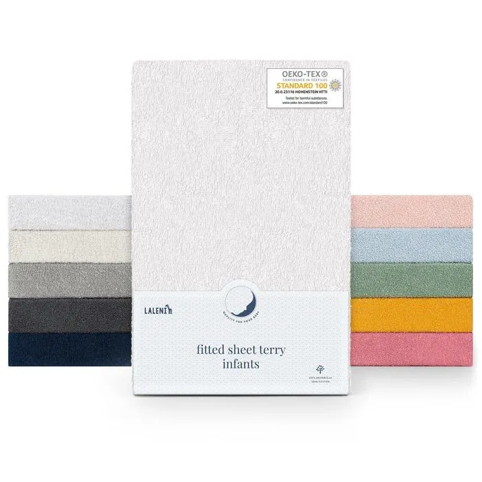 Laleni Tissu Eponge - Drap Housse 50x89 cm - Lot de 1 - pour Lit Bebe - Drap Housse Absorbant - Certifie Oeko-Tex 100 - Blanc-0